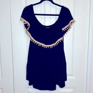 NWT Lane Bryant Off Shoulder Cute Tops Navy Blue Size 18/20 or 1XL Plus Size